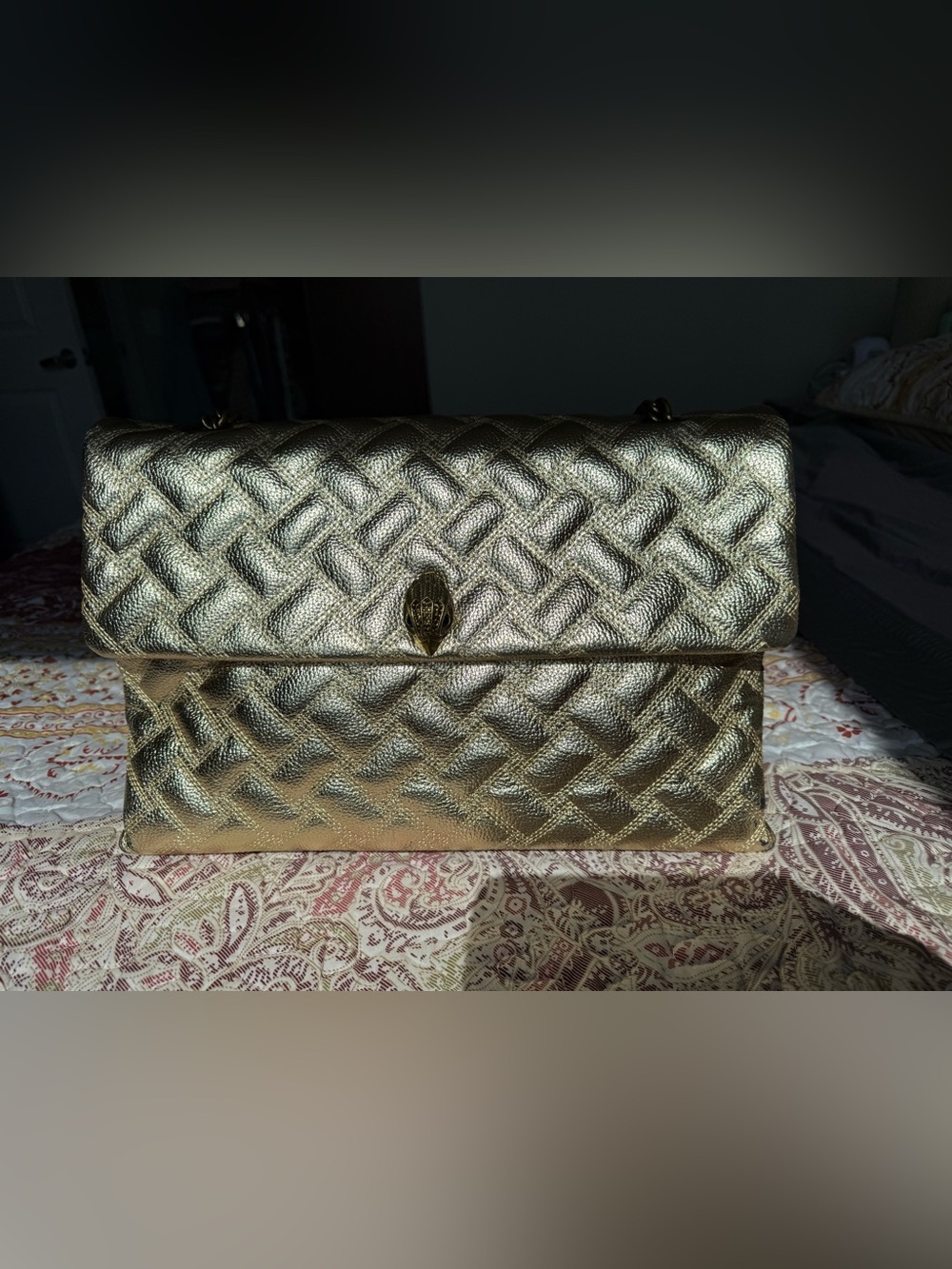 Kurt Geiger Gold Quilted Shoulder Bag WITH DEFECTS